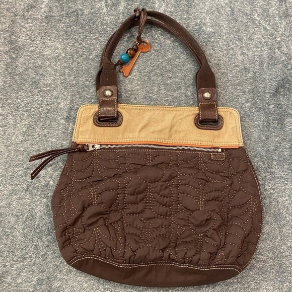 Fossil Handbags - Canvas And Fabric Fossil Key Tote Shoulder Bag Purse